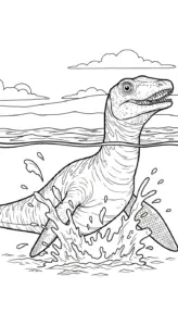 tải hình tô màu Tranh Tô Màu Mosasaurus cho bé 7 tuổi