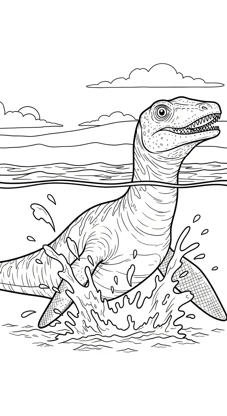 tải hình tô màu Tranh Tô Màu Mosasaurus cho bé 7 tuổi