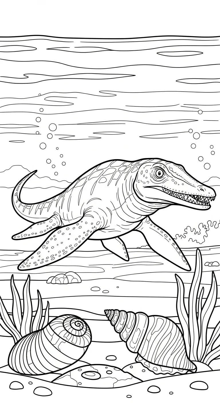 in hình tô màu Tranh Tô Màu Mosasaurus khổ A4