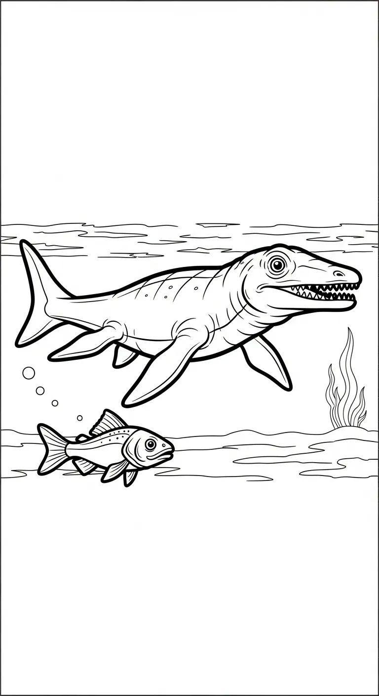 file pdf hình tô màu Tranh Tô Màu Mosasaurus cho bé
