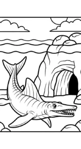 in tranh tô màu Tranh Tô Màu Mosasaurus cho bé 6 tuổi