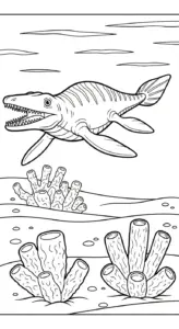 hình tô màu Tranh Tô Màu Mosasaurus cho bé 6 tuổi