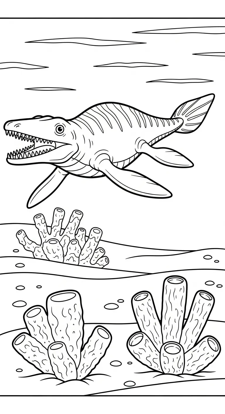 hình tô màu Tranh Tô Màu Mosasaurus cho bé 6 tuổi