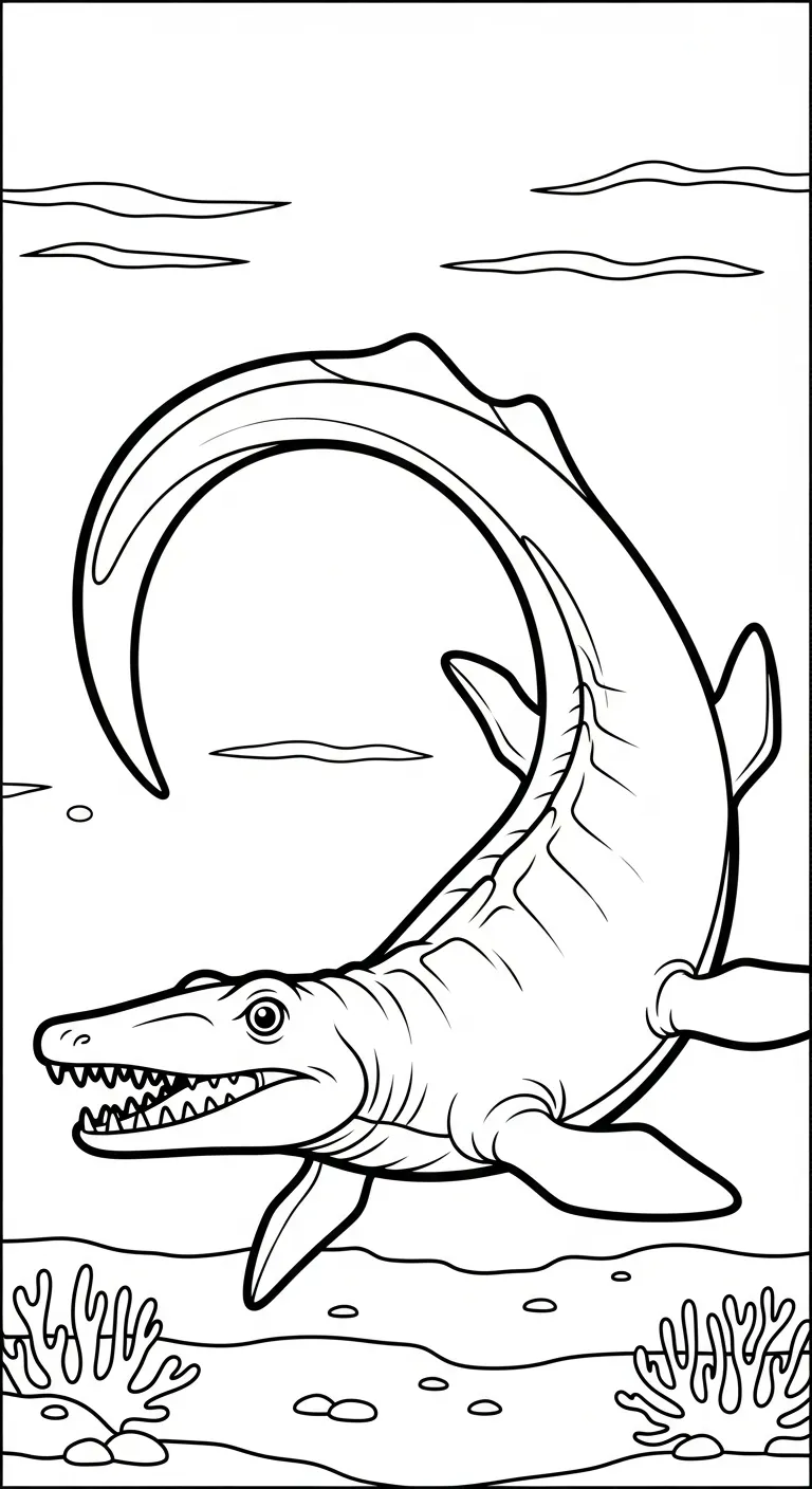 in tranh tô màu Tranh Tô Màu Mosasaurus cho bé 5 tuổi