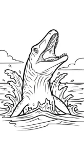 tranh tô màu Tranh Tô Màu Mosasaurus cho bé 7-8 tuổi