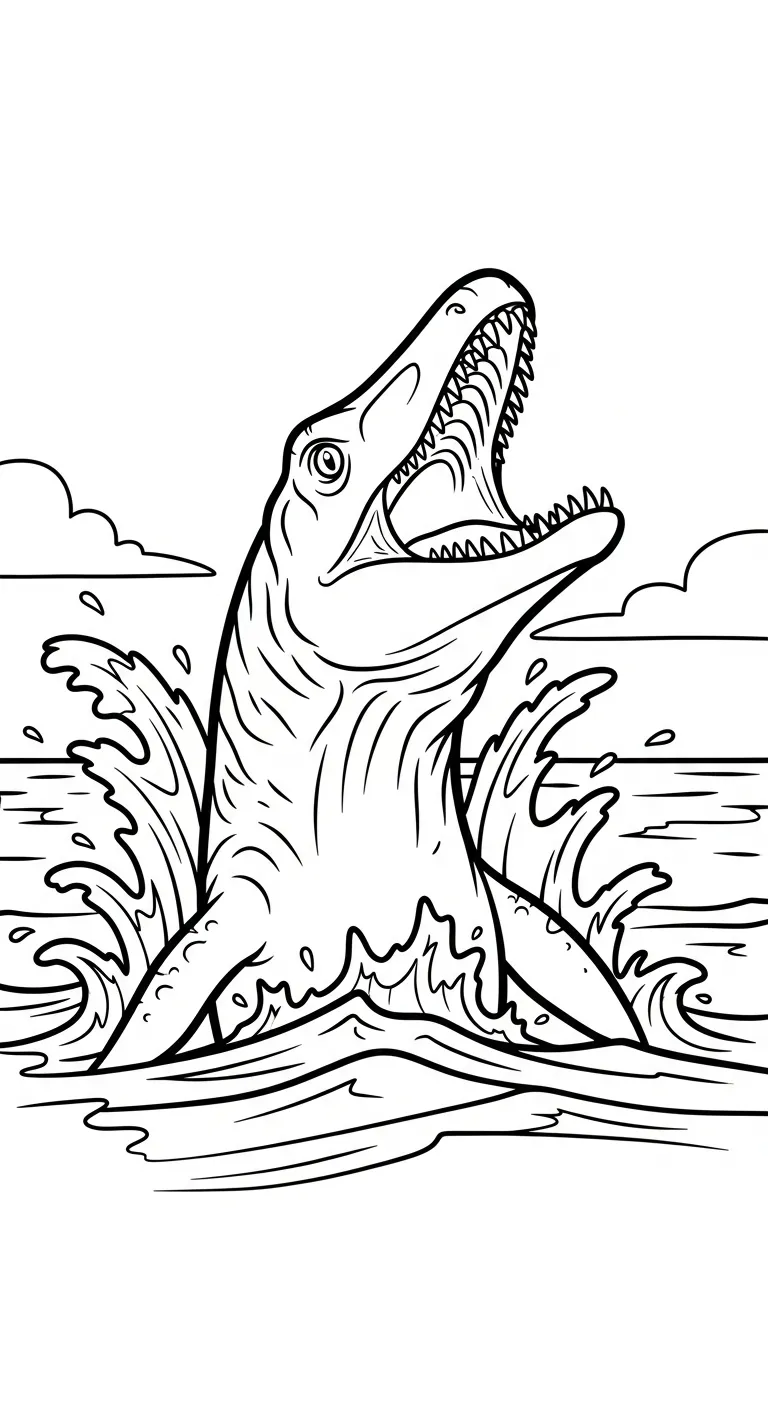 tranh tô màu Tranh Tô Màu Mosasaurus cho bé 7-8 tuổi 1