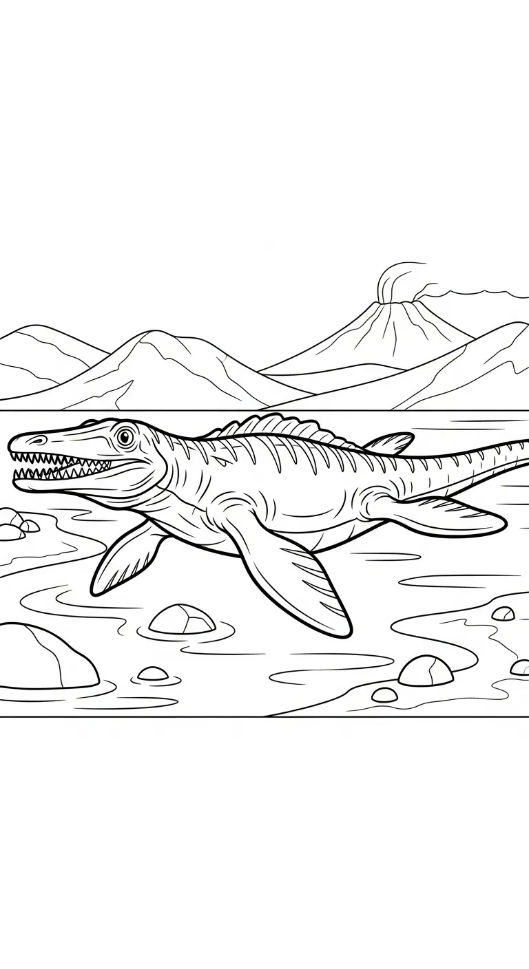 in tranh tô màu Tranh Tô Màu Mosasaurus 1