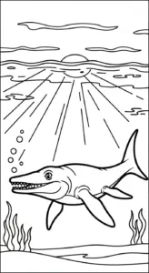 file hình tô màu Tranh Tô Màu Mosasaurus cho bé 4-5 tuổi