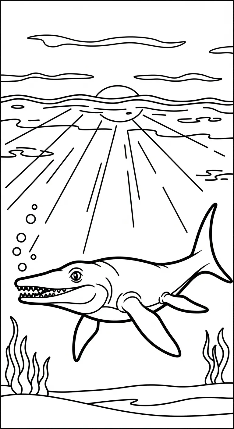 file hình tô màu Tranh Tô Màu Mosasaurus cho bé 4-5 tuổi