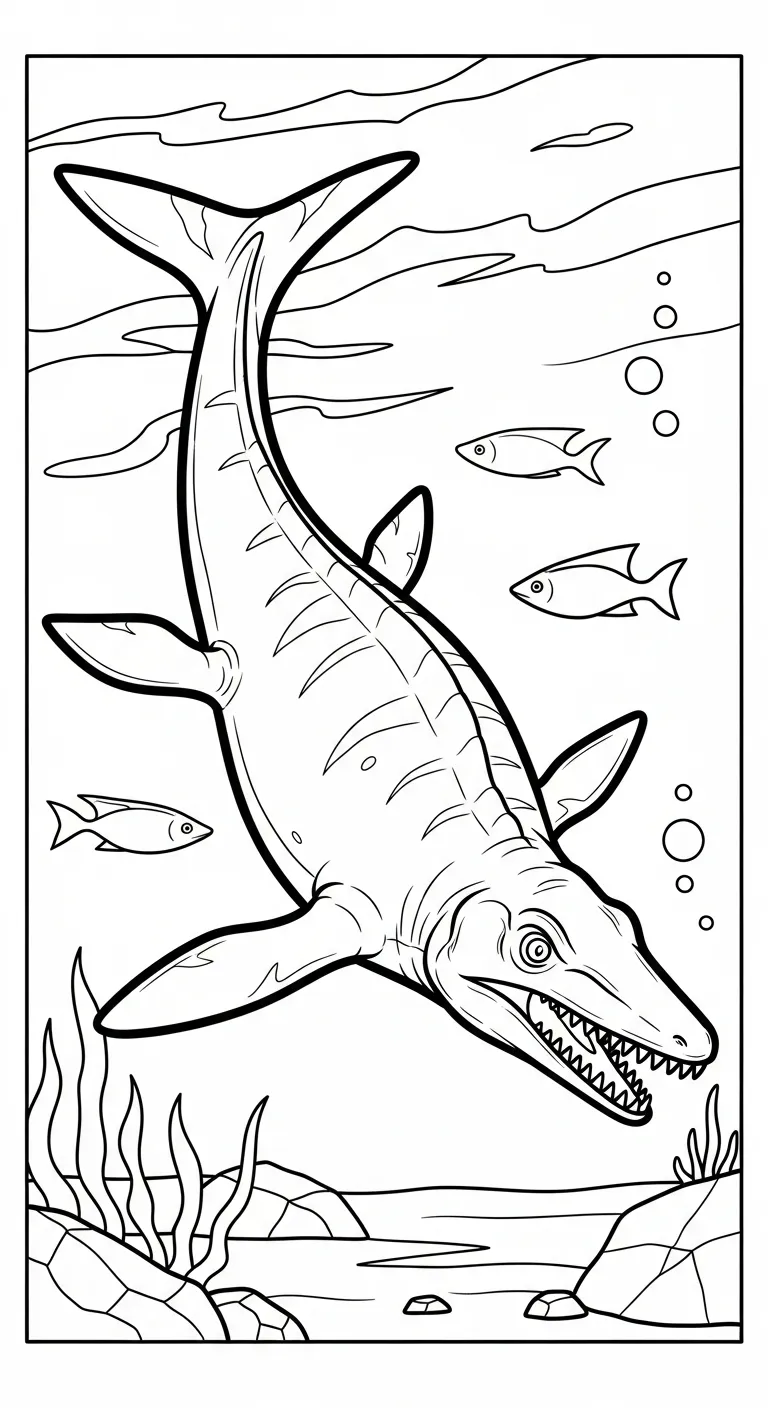 tranh tô màu Tranh Tô Màu Mosasaurus cho bé 8 tuổi
