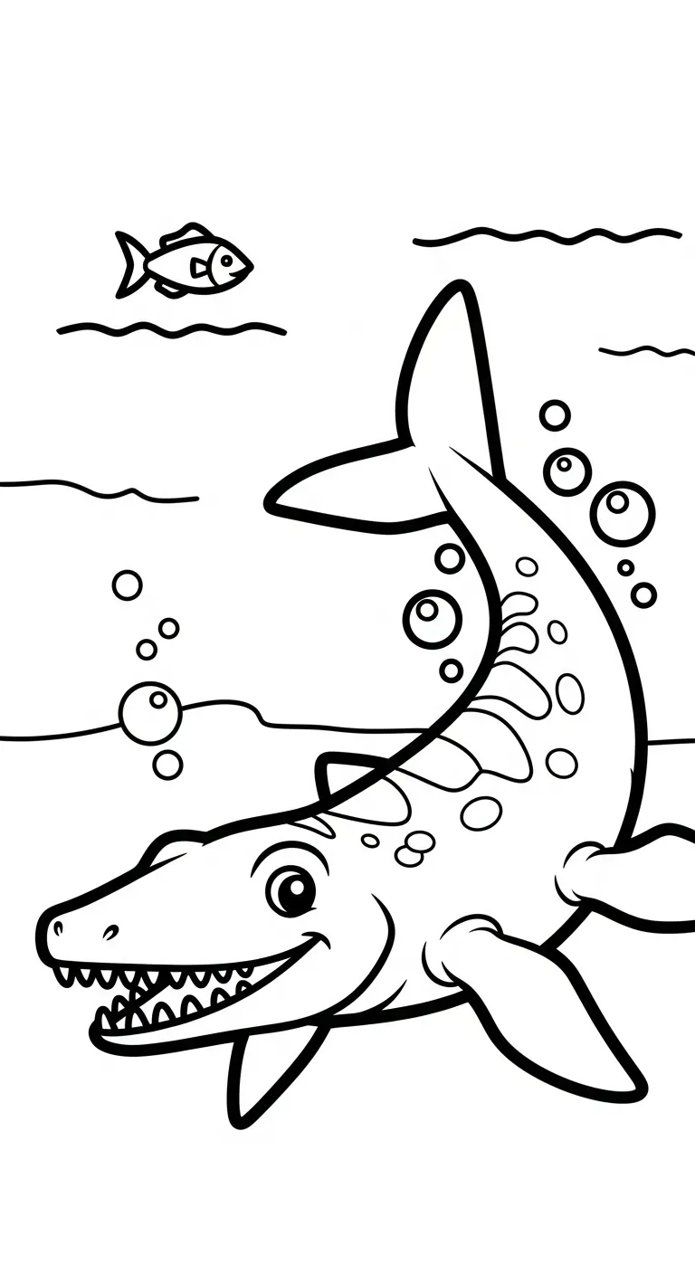tranh tô màu Tranh Tô Màu Mosasaurus cho bé 7-8 tuổi