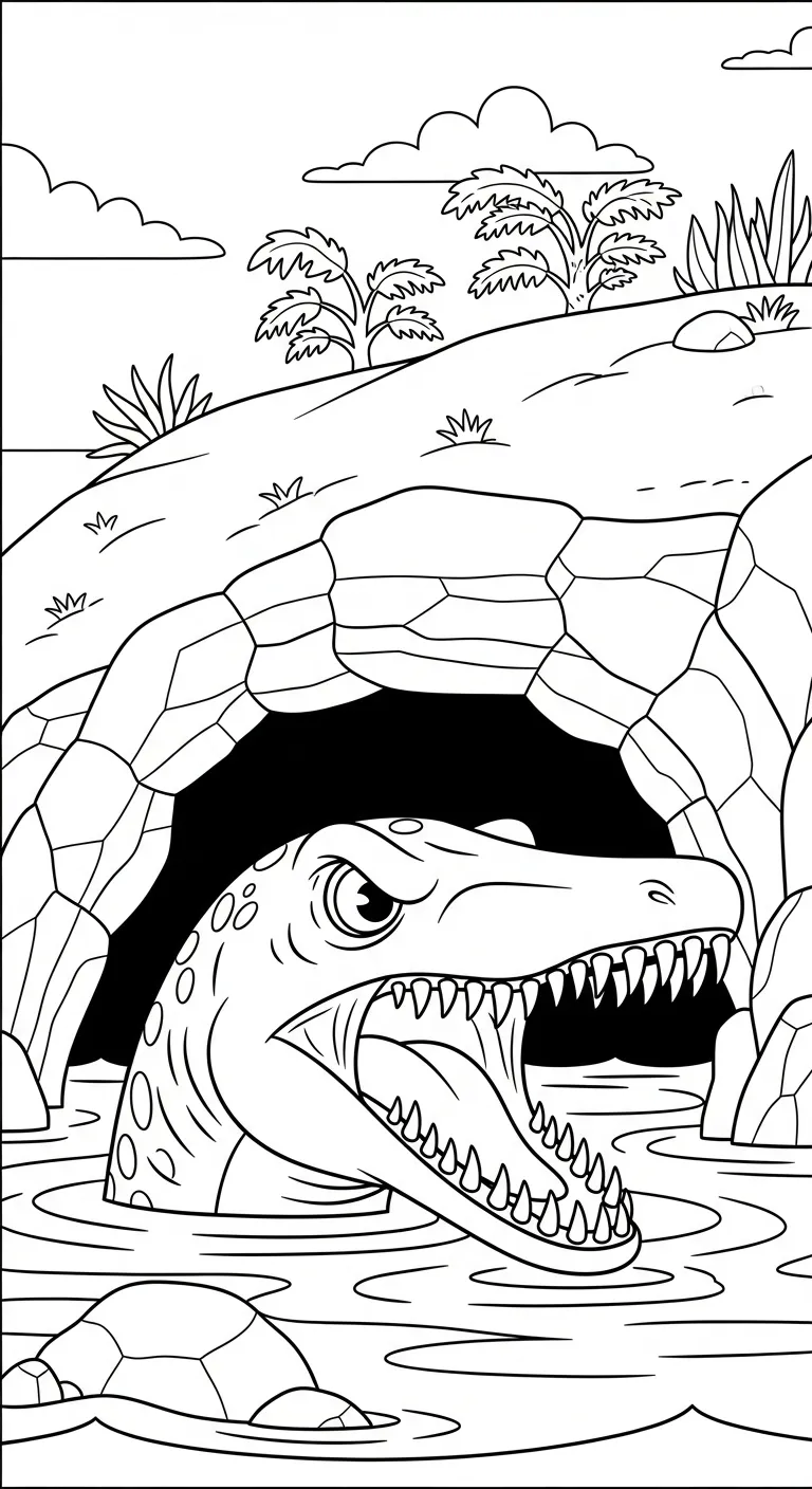 tranh tô màu Tranh Tô Màu Mosasaurus miễn phí