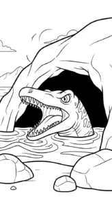 tranh tô màu Tranh Tô Màu Mosasaurus rõ nét
