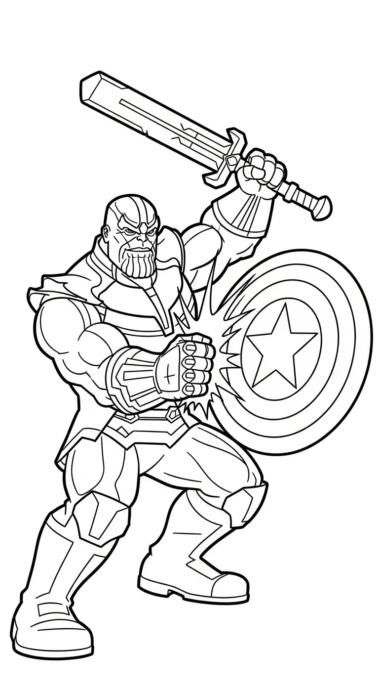 in tranh tô màu Thanos khổ A4