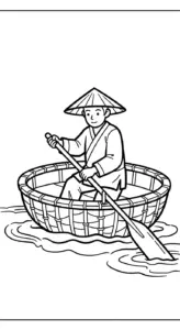 tải tranh tô màu Thuyền Thúng cho bé 5 tuổi