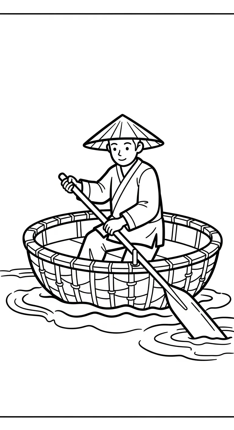 tải tranh tô màu Thuyền Thúng cho bé 5 tuổi