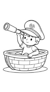 in hình Thuyền Thúng cho bé tập tô