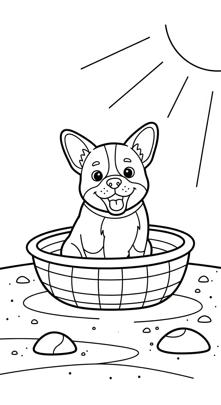 mẫu hình tô màu Thuyền Thúng cho bé