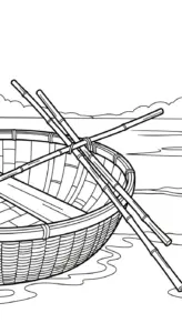 tranh tô màu Thuyền Thúng cho bé tải về