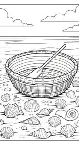 tải hình tô màu Thuyền Thúng cho bé 7 tuổi