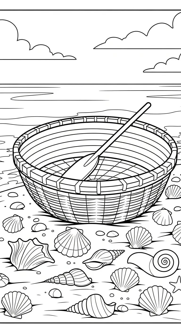tải hình tô màu Thuyền Thúng cho bé 7 tuổi