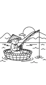 download hình tô màu Thuyền Thúng cho bé