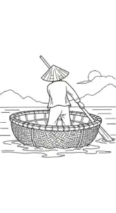tải tranh tô màu Thuyền Thúng cho bé 7 tuổi