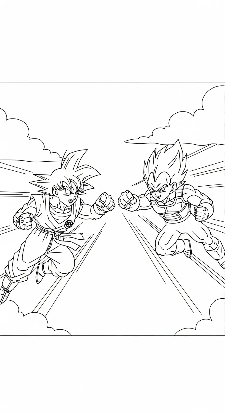 in tranh tô màu Vegeta cho bé