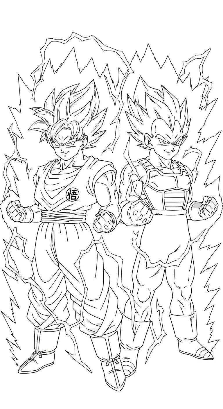 hình tô màu Vegeta cho bé 5 tuổi miễn phí