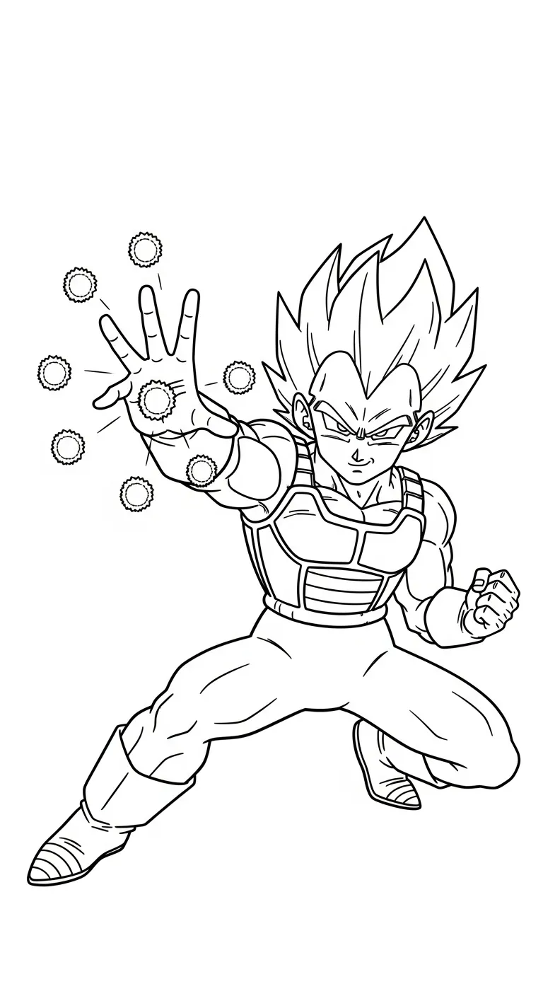 in hình tô màu Vegeta cho bé 8 tuổi