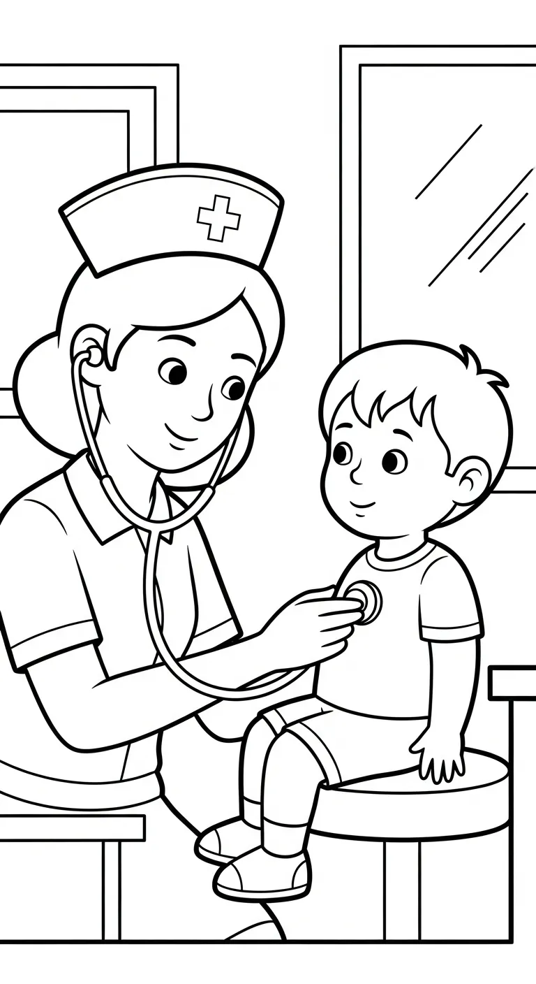 tranh tô màu Y Tá cho bé 4 tuổi miễn phí