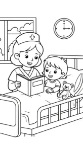 in tranh tô màu Y Tá cho bé 7 tuổi