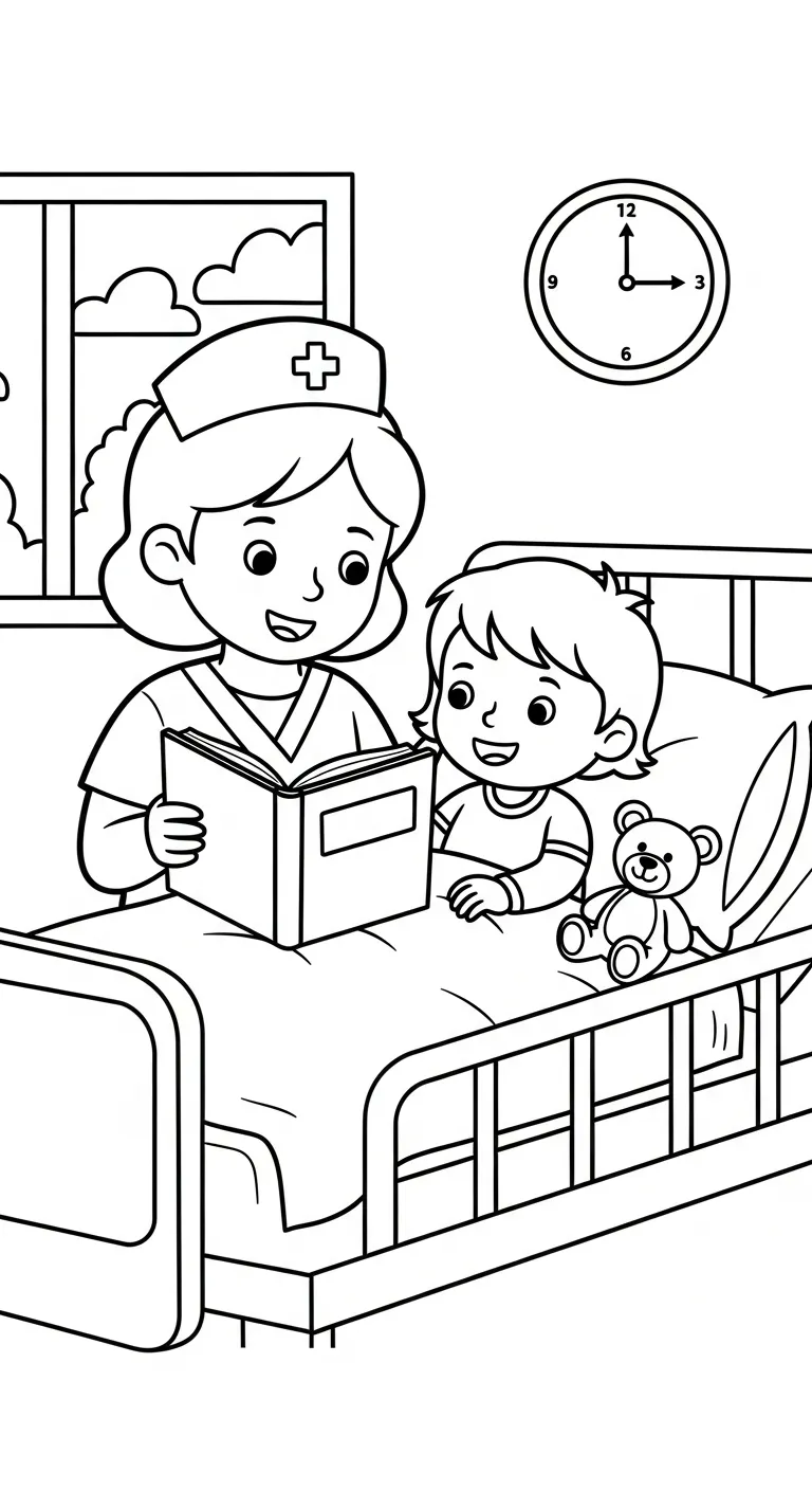 in tranh tô màu Y Tá cho bé 7 tuổi