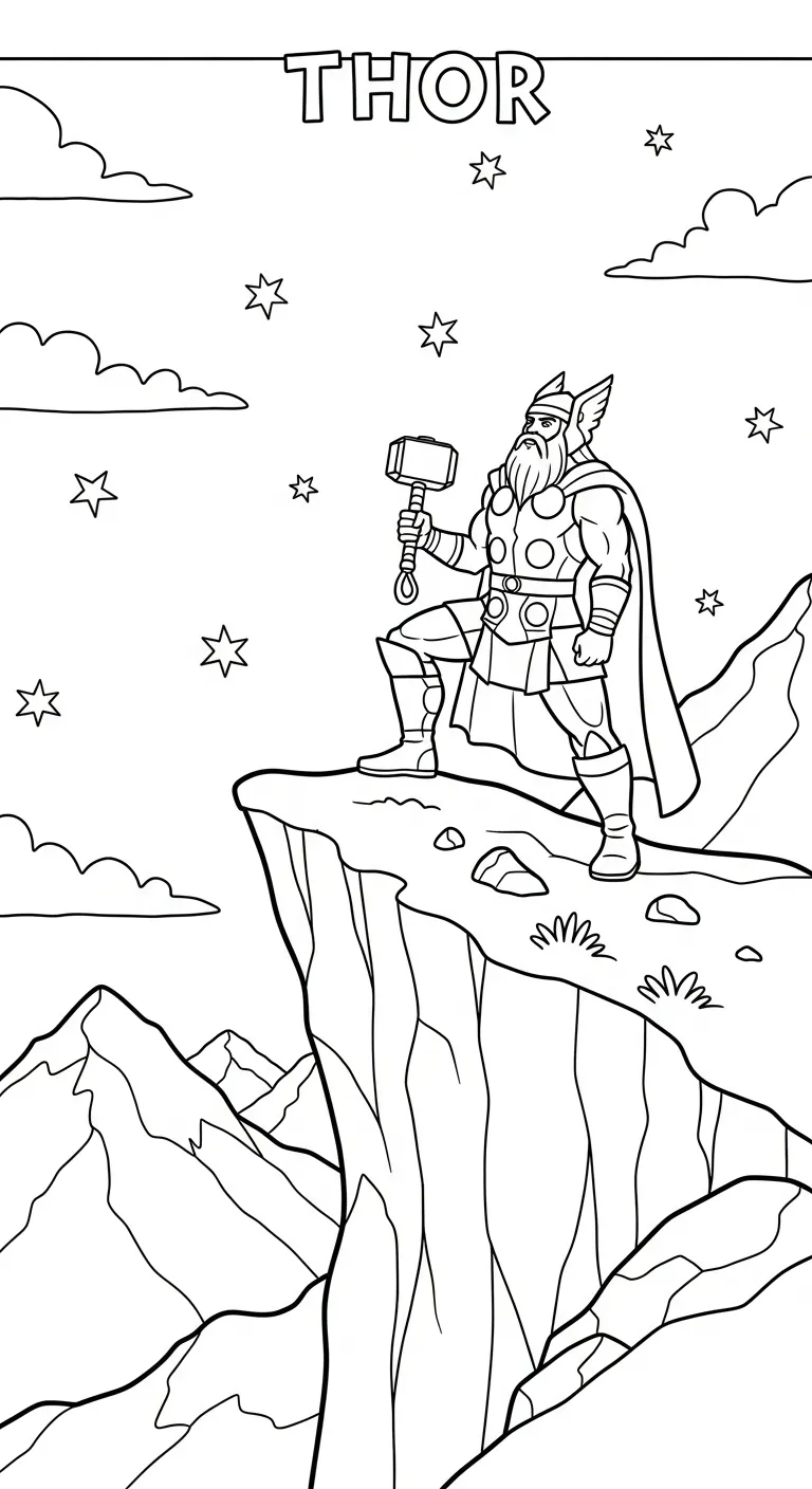 download tranh tô màu Thor cho bé 1