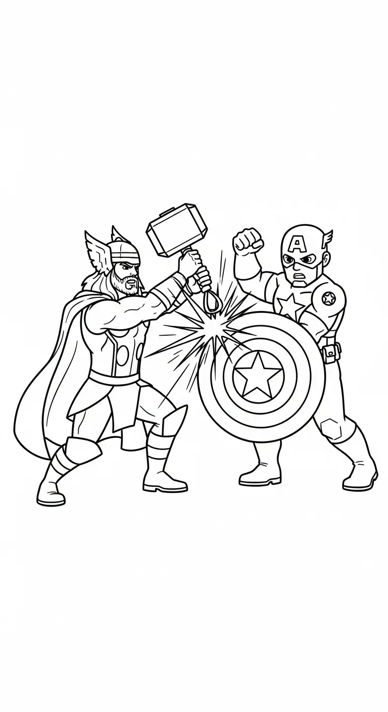 hình tô màu Thor cho bé 5 tuổi miễn phí
