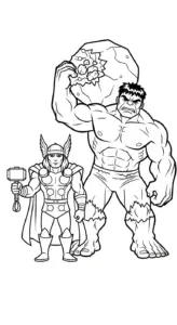 in hình tô màu Thor cho bé 6 tuổi