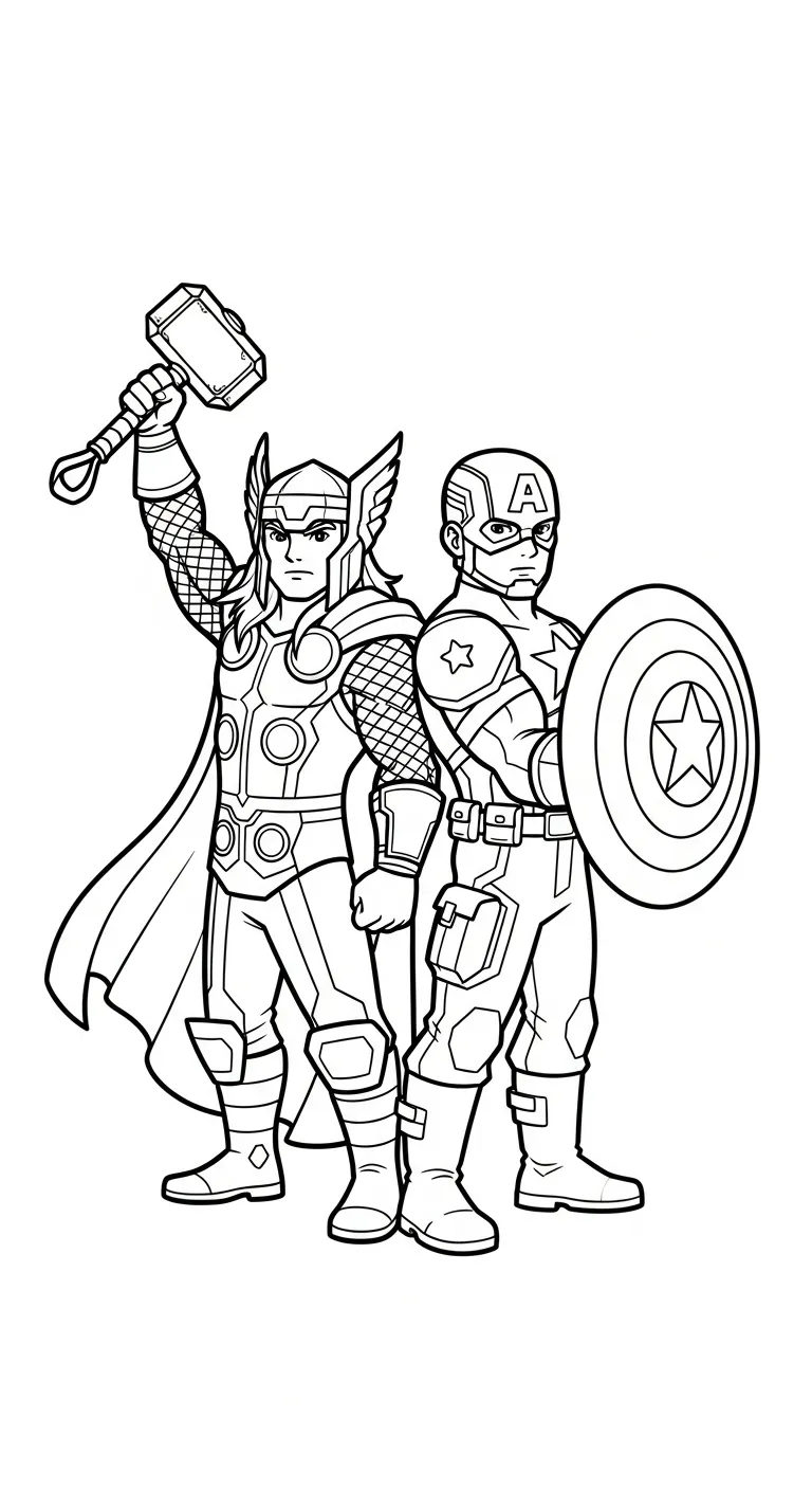 in tranh tô màu Thor khổ A4