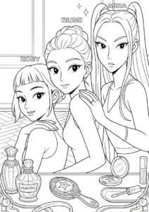 tranh tô màu Kpop Demon Hunters cho bé 7-8 tuổi