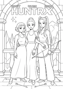 mẫu hình tô màu Kpop Demon Hunters cho bé