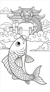 file pdf tranh tô màu Tranh tô màu cá chép cho bé