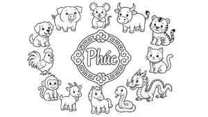tải tranh tô màu 12 com giáp miễn phí