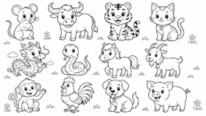 tranh tô màu 12 com giáp tập tô