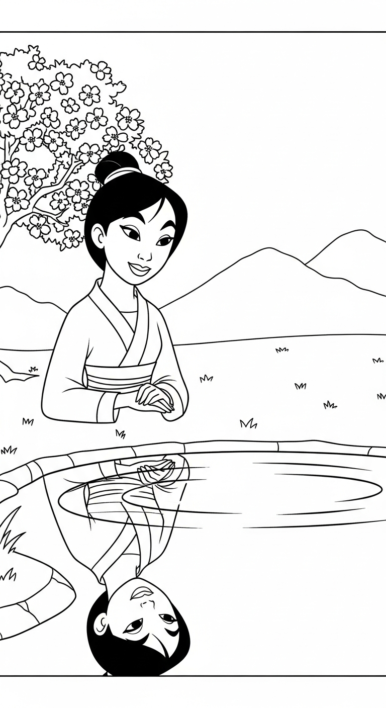 tranh tô màu Hoa Mộc Lan miễn phí