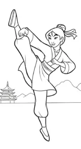 tranh tô màu Hoa Mộc Lan cho bé 4 tuổi miễn phí