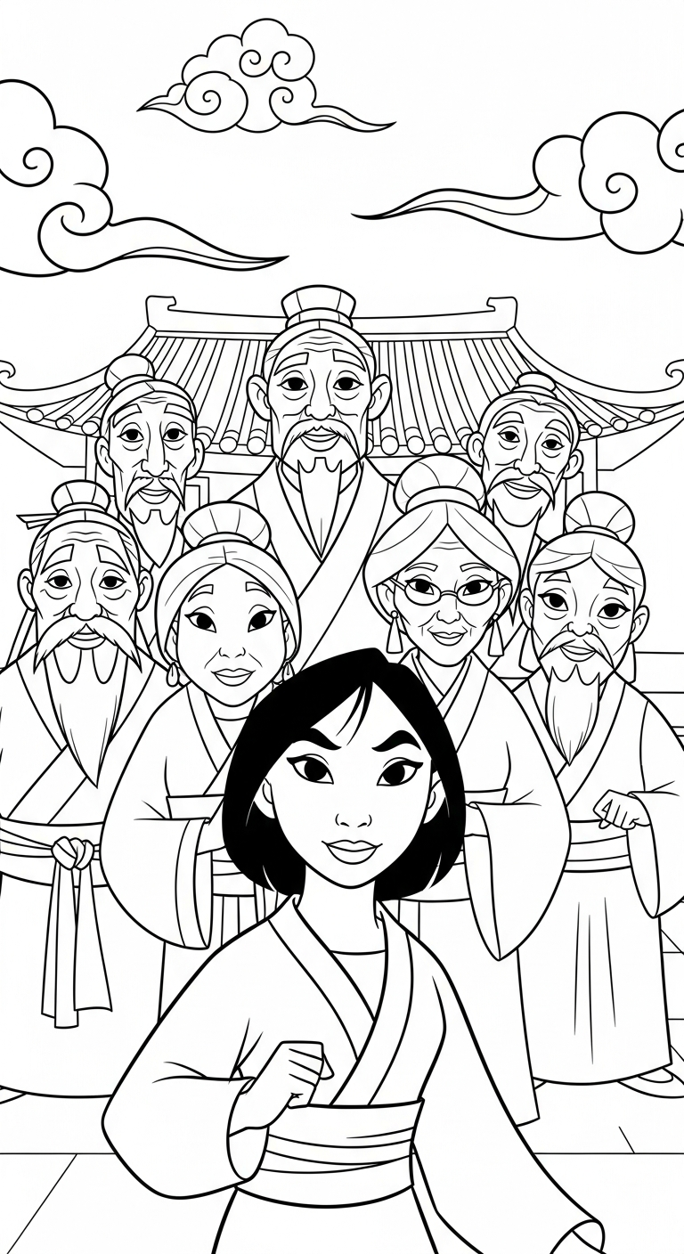 hình tô màu Hoa Mộc Lan rõ nét