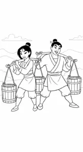 tải hình tô màu Hoa Mộc Lan cho bé 6 tuổi
