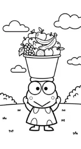 in hình tô màu Keroppi cho bé 3 tuổi