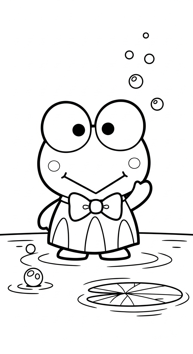 tranh tô màu Keroppi cho bé 5 tuổi miễn phí