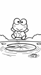 in hình tô màu Keroppi cho bé 4 tuổi