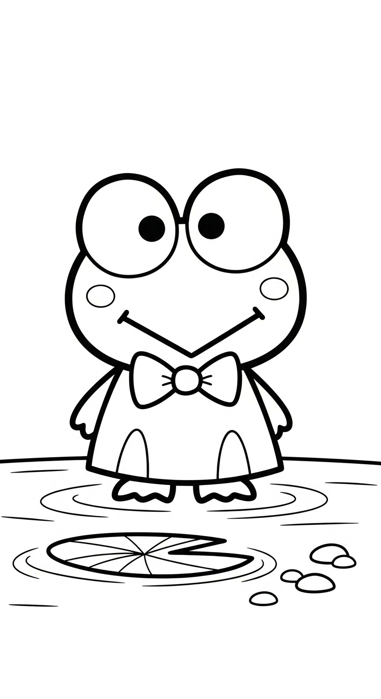 tranh tô màu Keroppi cho bé tải miễn phí
